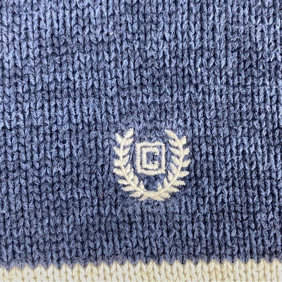 Chaps Mock Neck Sweater Sz Large Cotton Blue Stripe - Picture 4 of 9